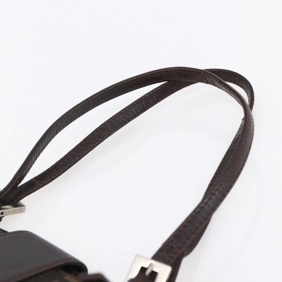 FENDI Zucca Canvas Mamma Baguette Tote Bag Black Brown Auth 147540 - Picture 9 of 16